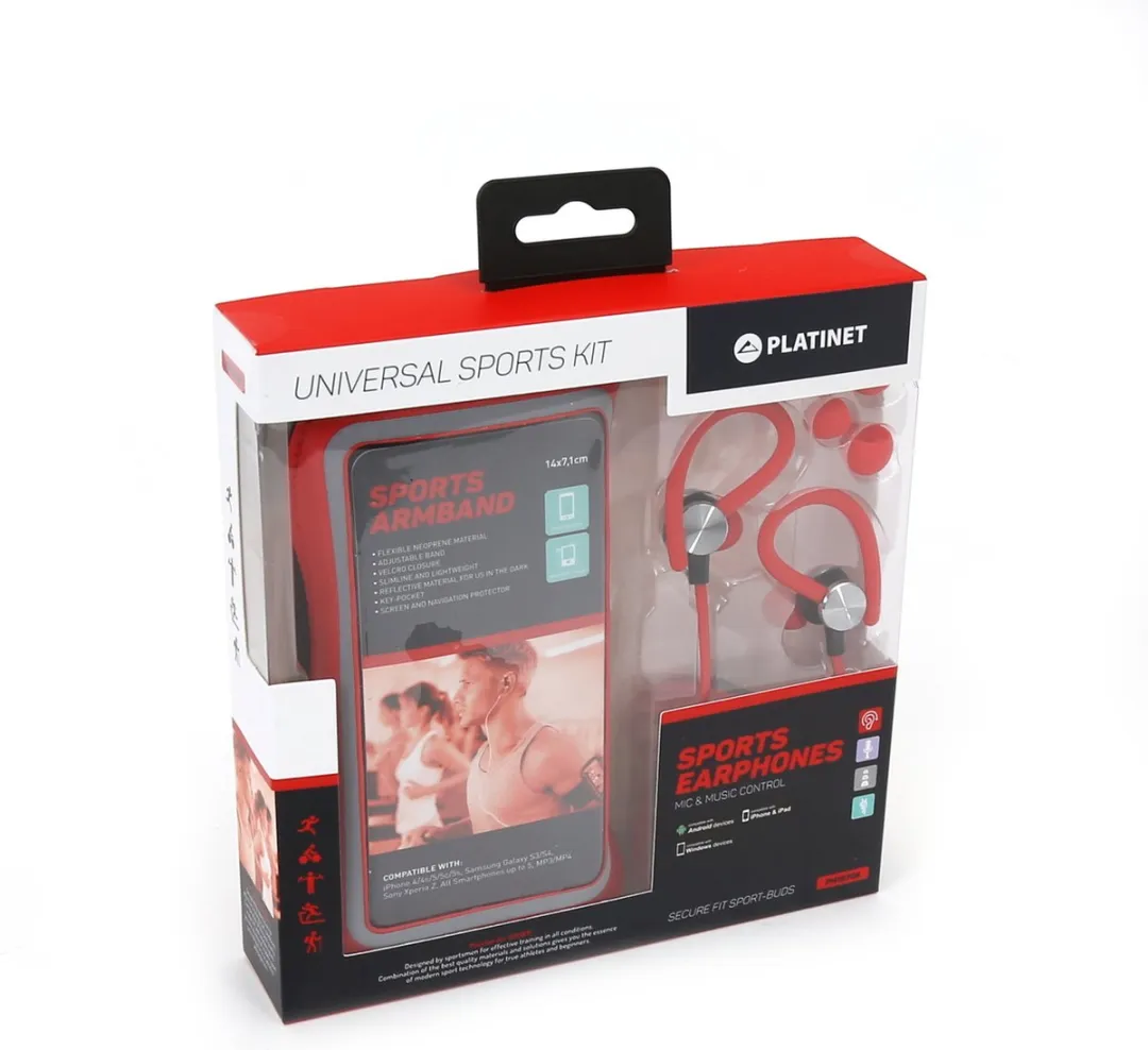 NÖRDIC Platinet PM1070R Sportarmband & Oordopjes - Rood