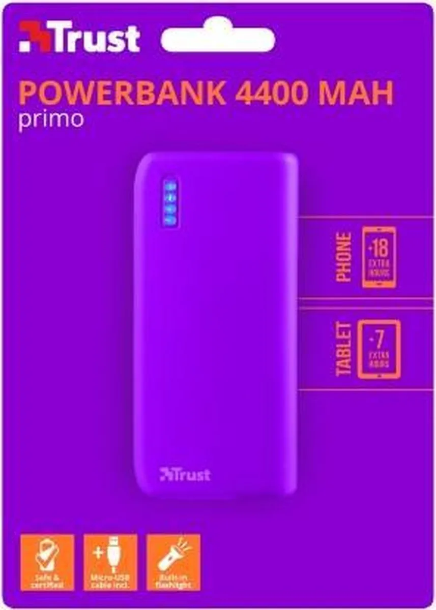 Trust PRIMO 22060 Powerbank 4400mAh - Paars