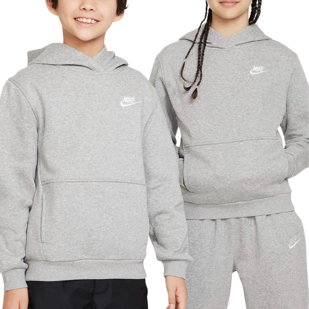 Nike NSW Club FLC HDY Hoodie FD3000-063 - Maat M - Grijs/Wit