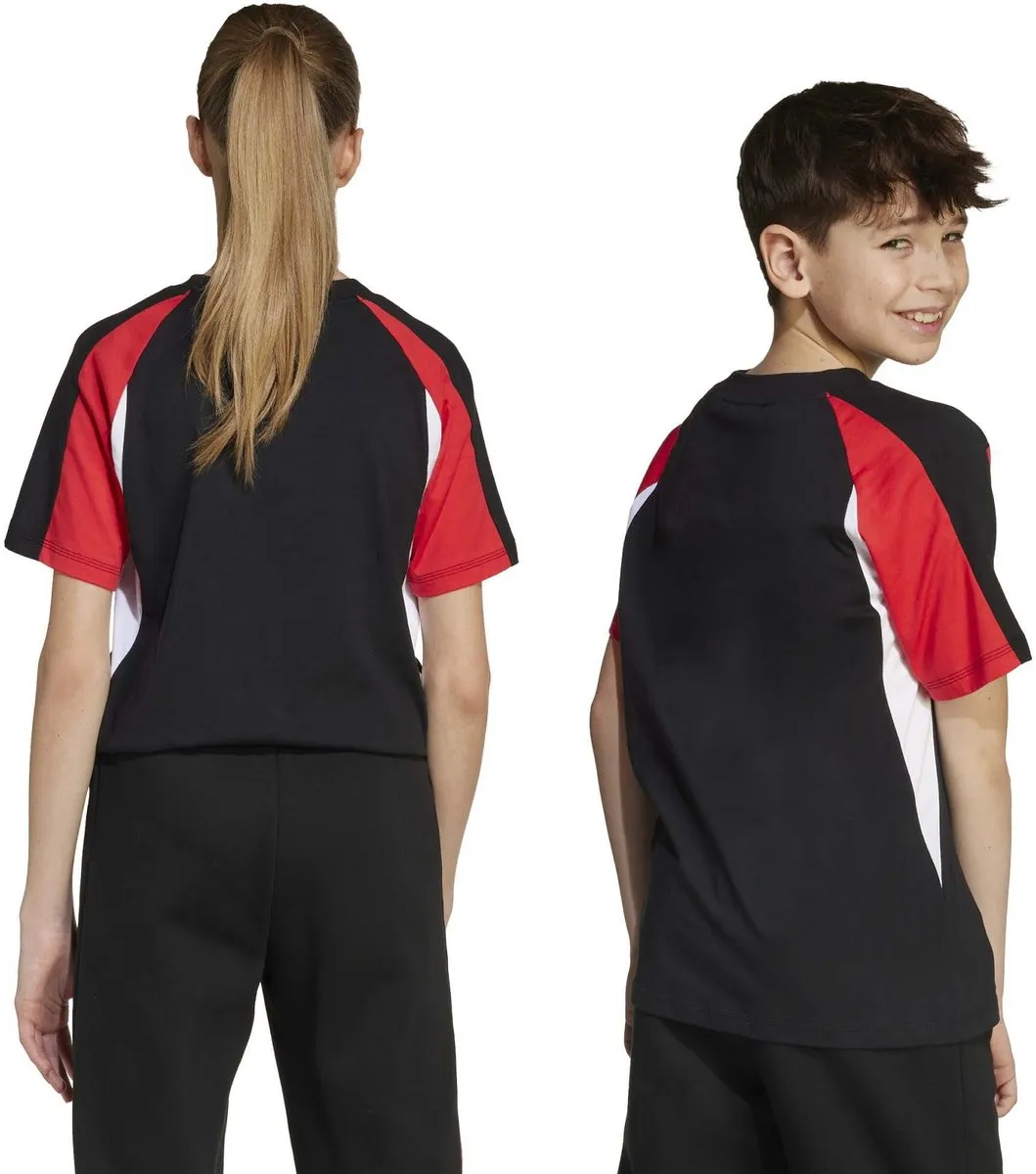 Adidas J CB T Kinder Sport T-shirt - 140/146 - Zwart/Rood