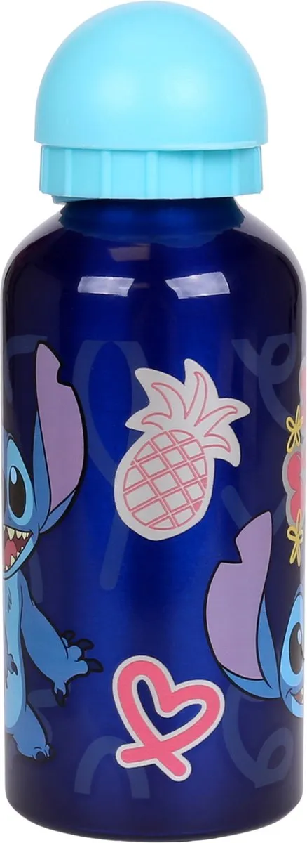 Disney Stitch Aluminium Waterfles 400ml - Blauw