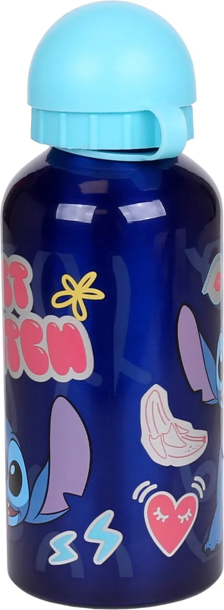 Disney Stitch Aluminium Waterfles 400ml - Blauw