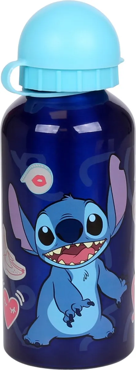 Disney Stitch Aluminium Waterfles 400ml - Blauw