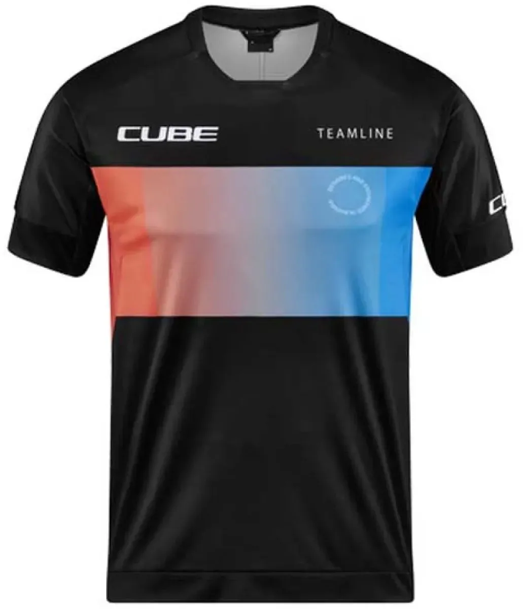 Cube Teamline Korte Mouw Enduro Trui M - Blauw/Zwart/Rood