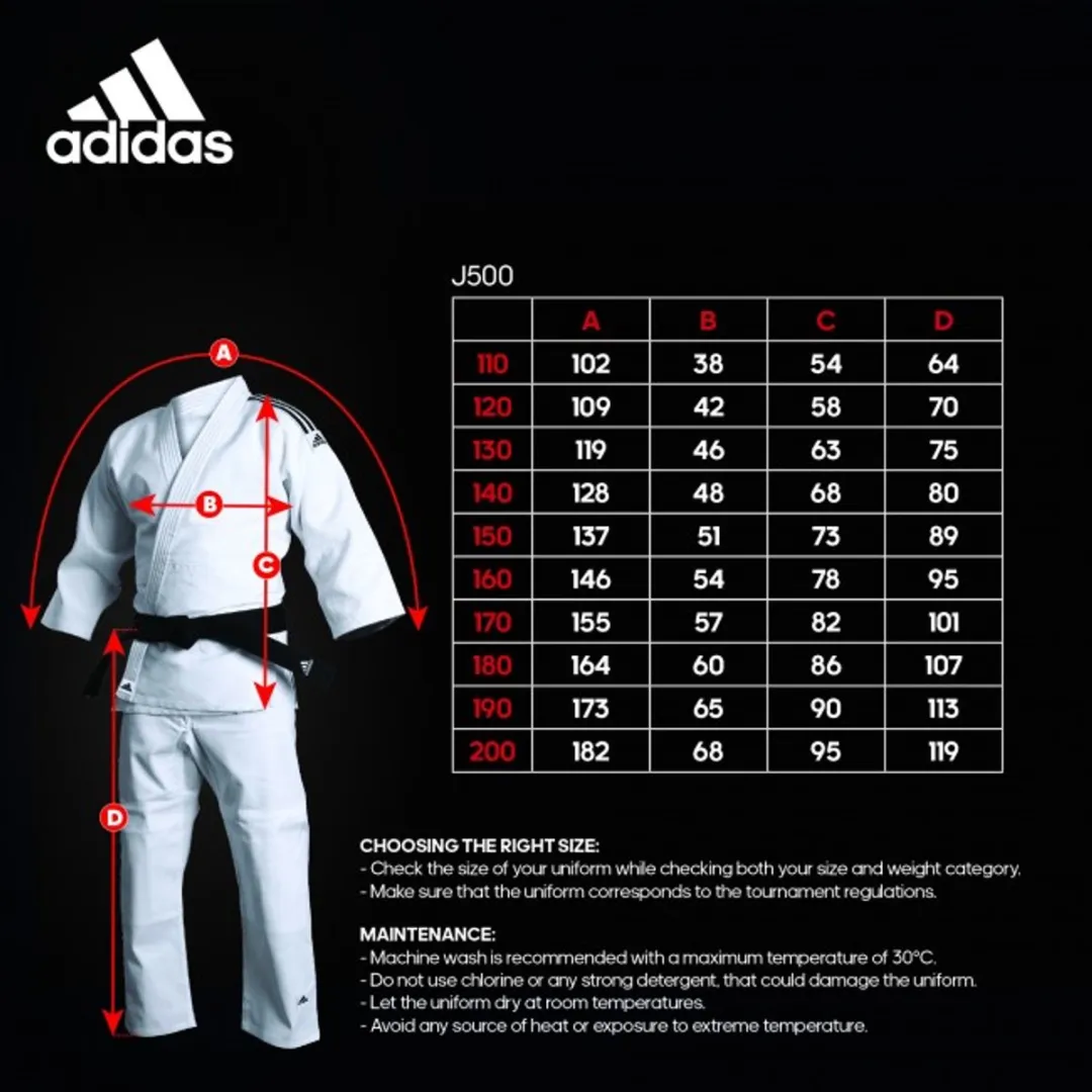 adidas Judopak J500 - Maat 170 - Wit