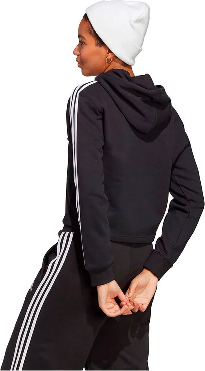adidas Essentials 3-Stripes Crop Hoodie IC8767 - Dames - Zwart - L