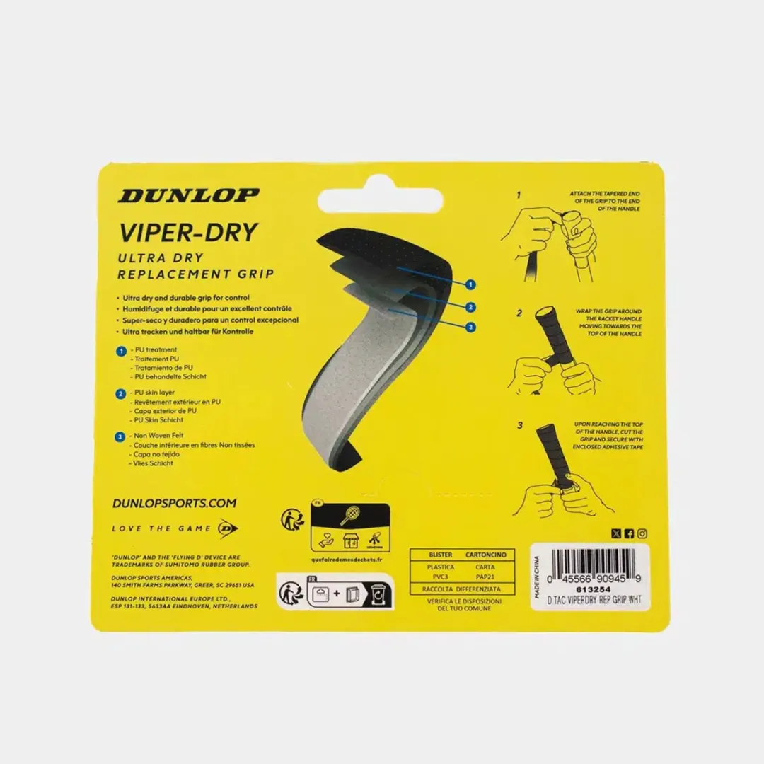 Dunlop ViperDry Rep Gripje - 12 Stuks - Wit
