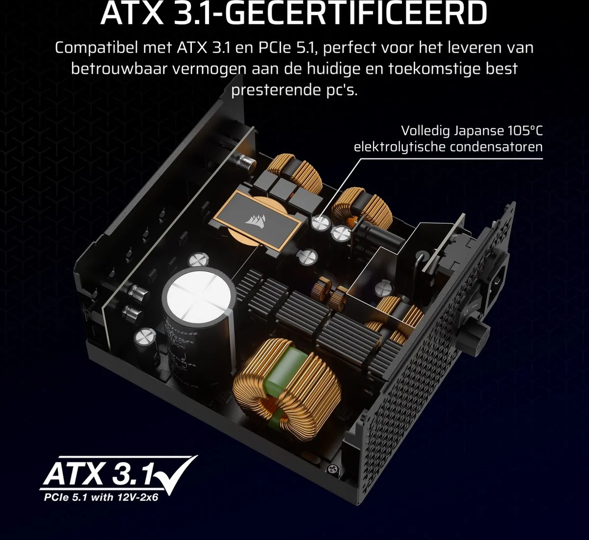 Corsair RM850x 850W ATX 3.1 Voeding - Zwart