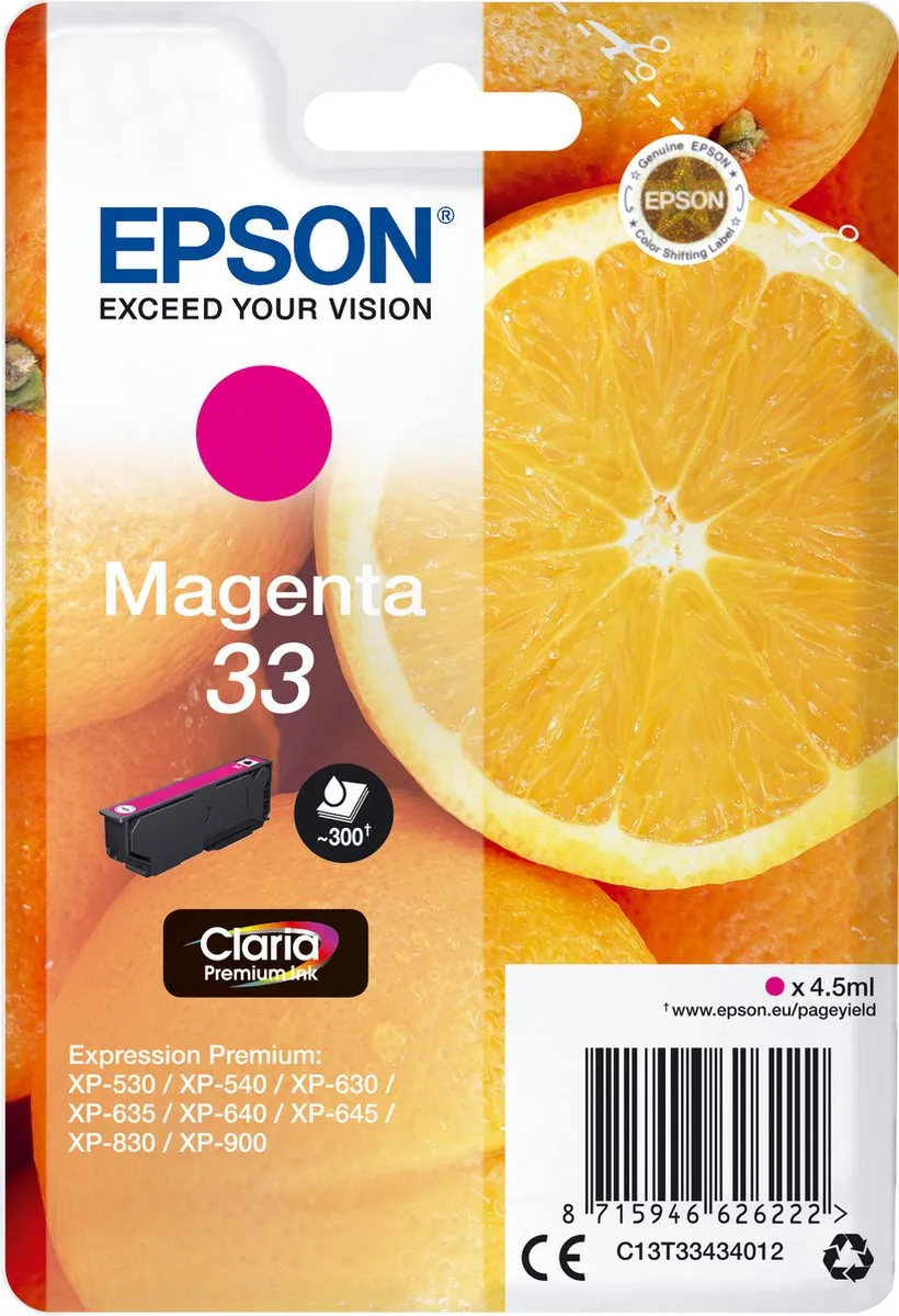 Epson 33 C13T33434010 Inktcartridge - Magenta 4.5ml