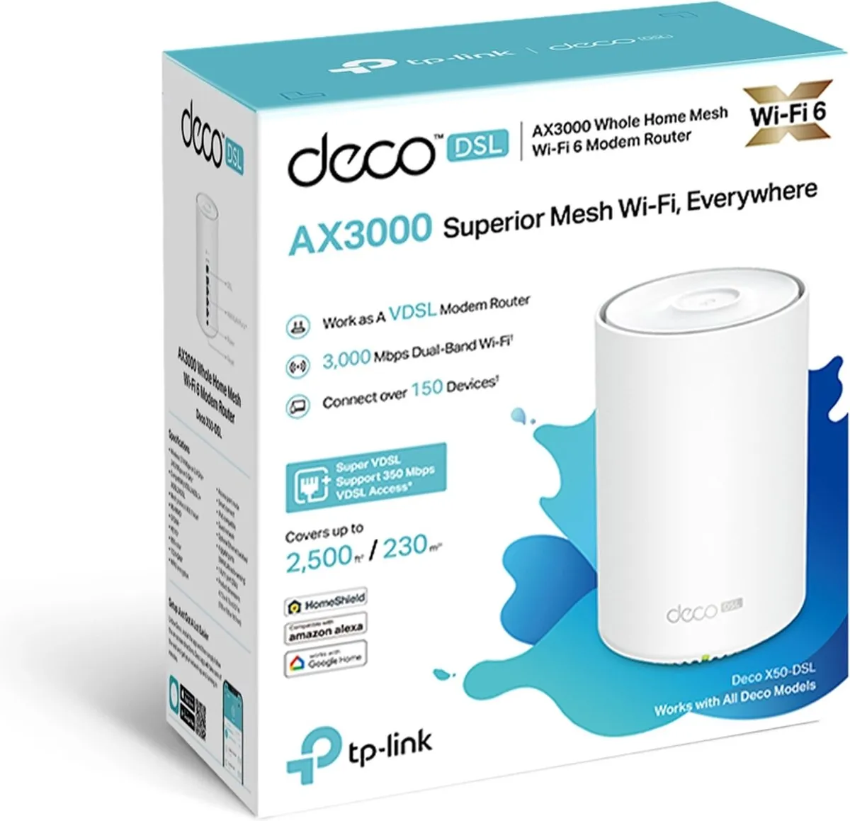 TP-Link Deco X50-DSL AX Modem Router - VDSL2 350Mbps Wit