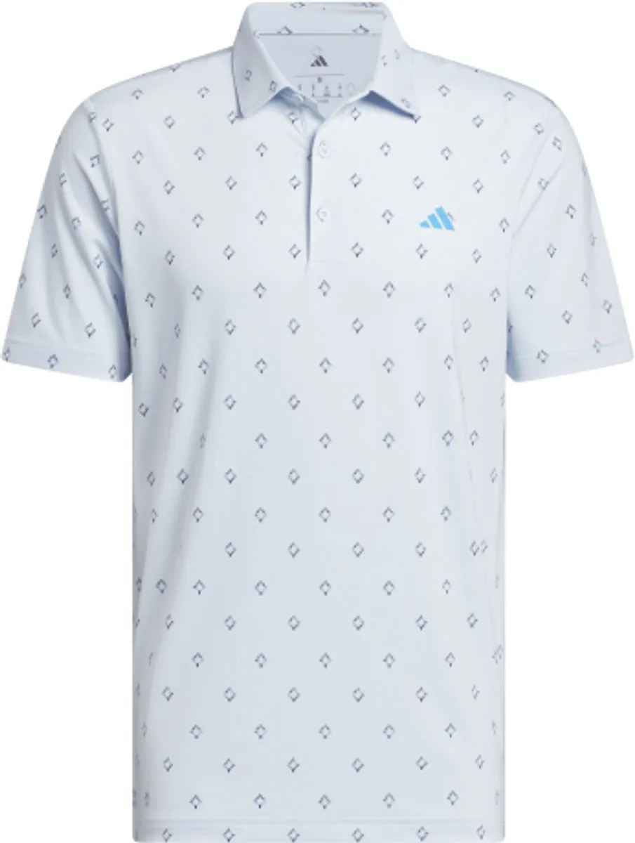 Adidas Ultimate Essence Print Climacool Heren Golfpolo - XL - Lichtblauw
