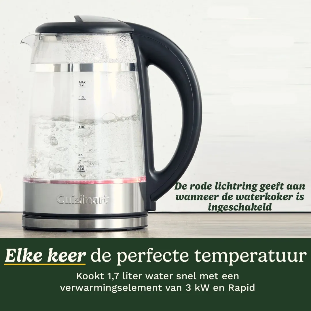 Cuisinart Waterkoker Glas 1,7L - 3000W - Grijs