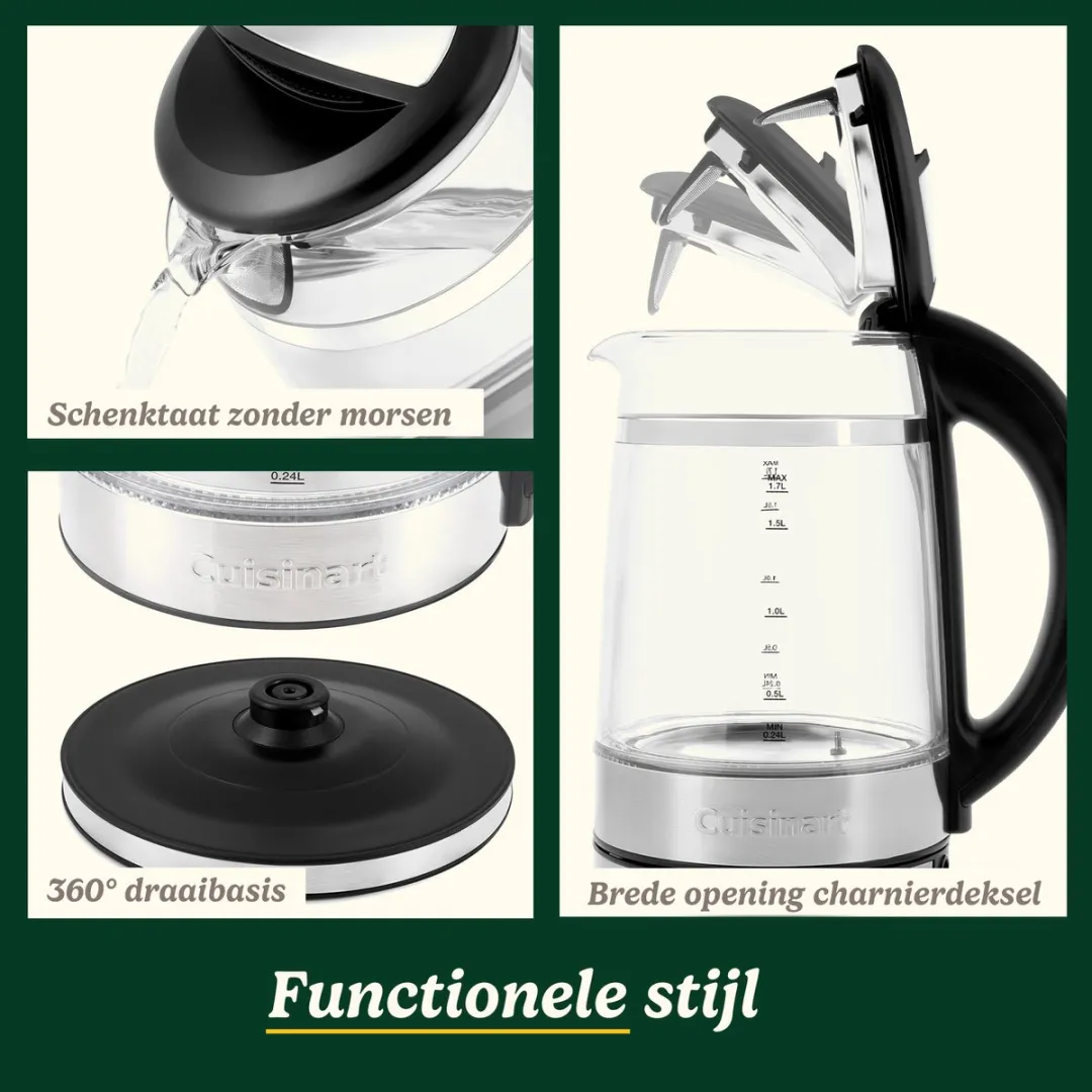Cuisinart Waterkoker Glas 1,7L - 3000W - Grijs