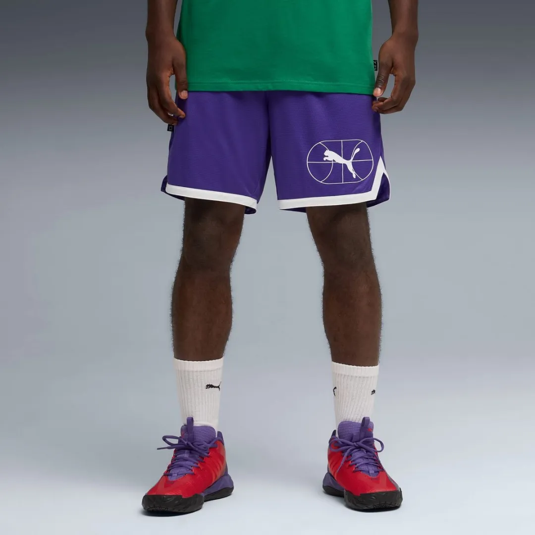 PUMA Junior Varsity Basketball Shorts 7" - S - Team Violet