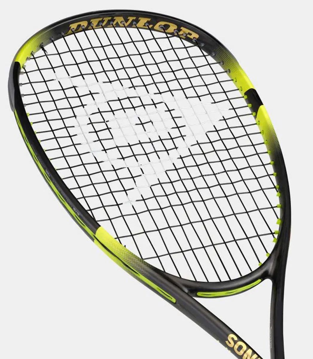 Dunlop Sonic Core Ultimate 132 Squashracket - Zwart/Geel