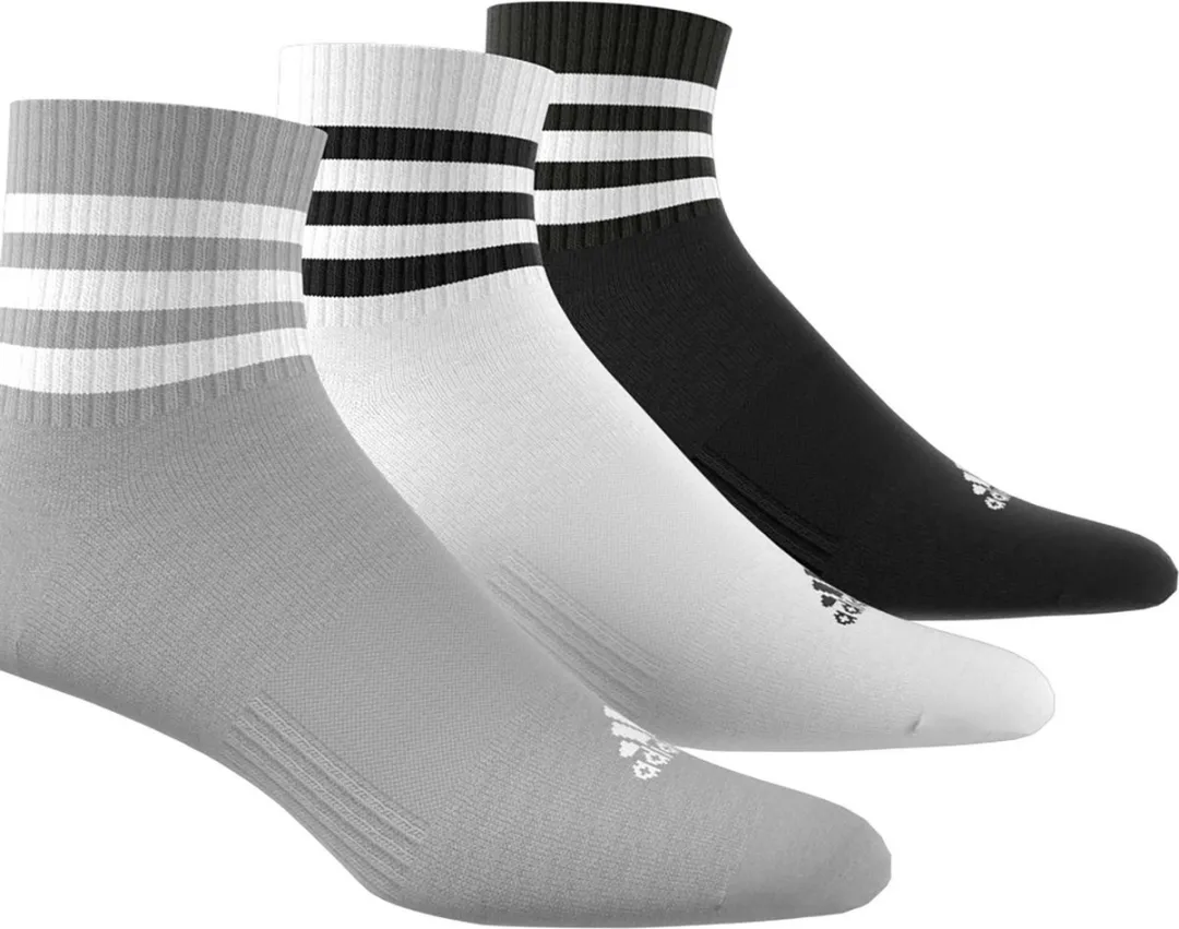 adidas 3-Stripes Cushioned Korte Sokken - Grijs - 3 Paar