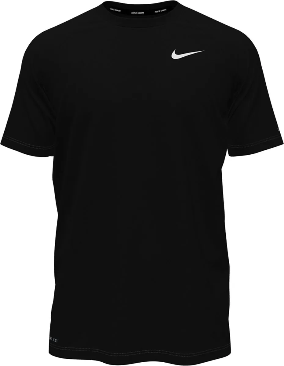 Nike Essential Short Sleeve Hydroguard Heren Zwemshirt S - Zwart/Wit