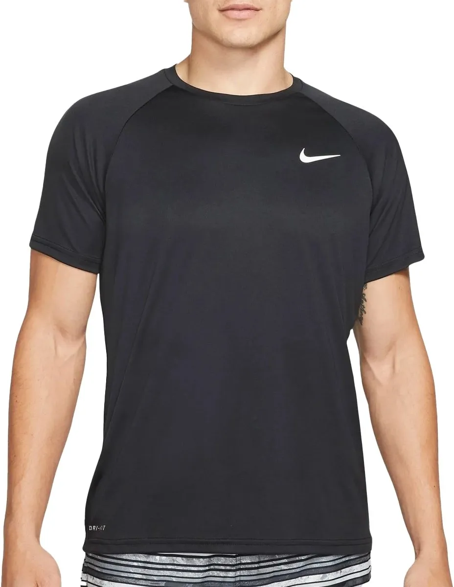 Nike Essential Short Sleeve Hydroguard Heren Zwemshirt S - Zwart/Wit