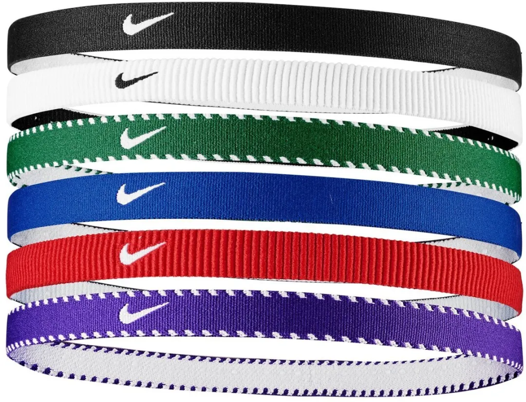 Nike Flex Classic Haarband - 6 Stuks Blauw/Rood