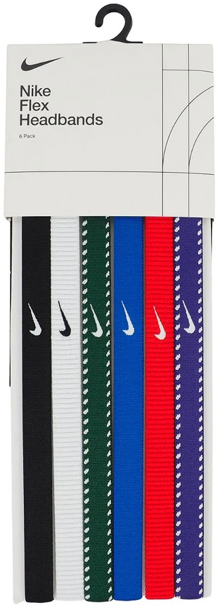 Nike Flex Classic Haarband - 6 Stuks Blauw/Rood