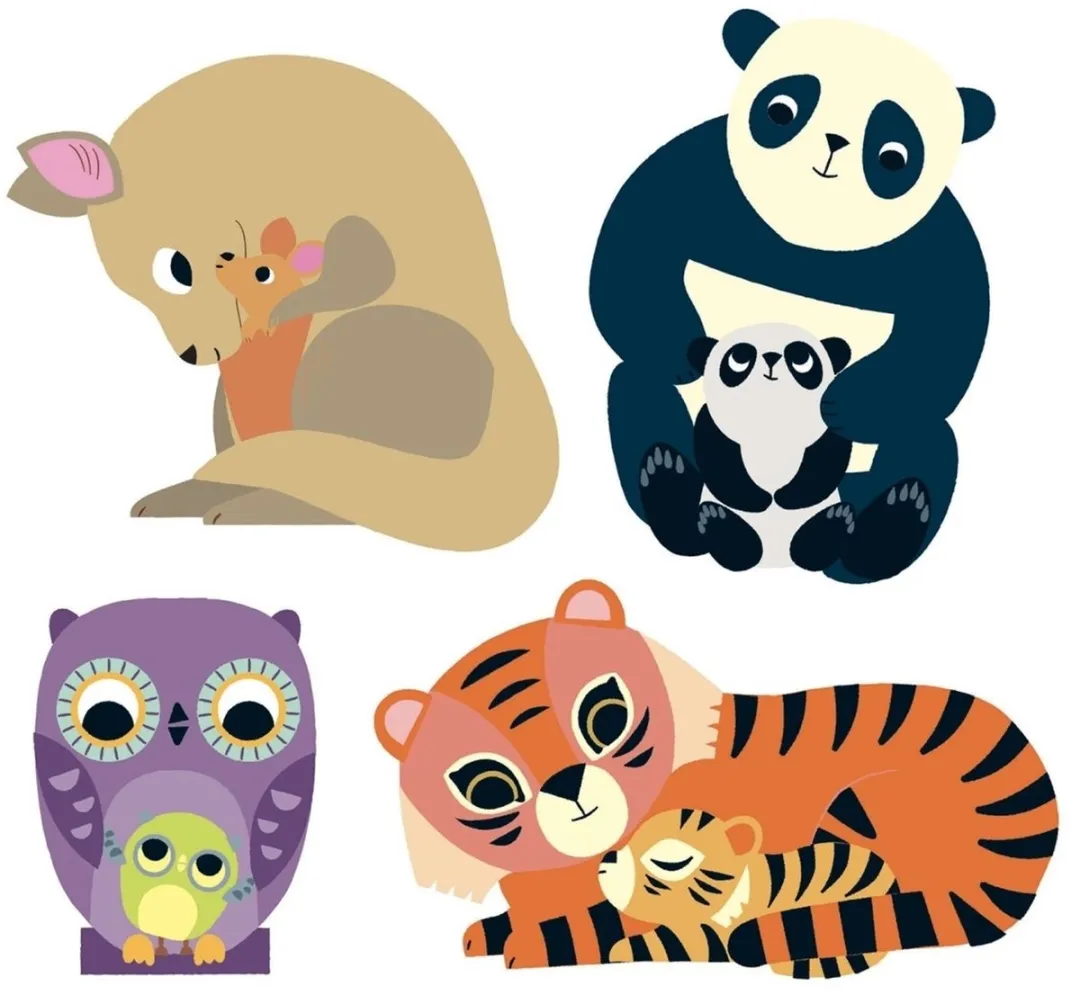 Djeco Stickers Dierenmoeders en Baby's DJ09077 - Meerkleurig