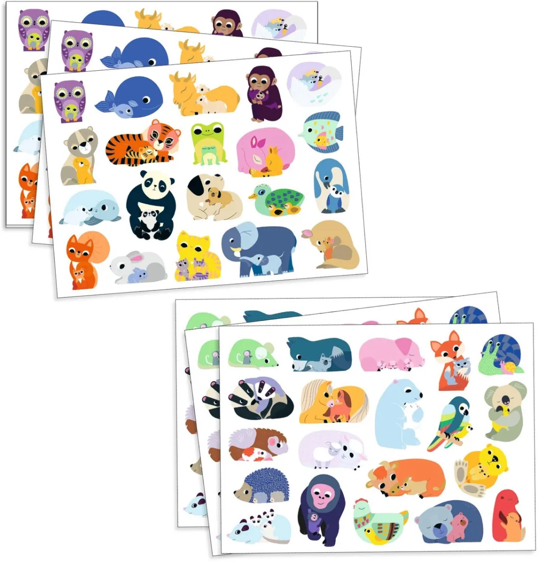 Djeco Stickers Dierenmoeders en Baby's DJ09077 - Meerkleurig