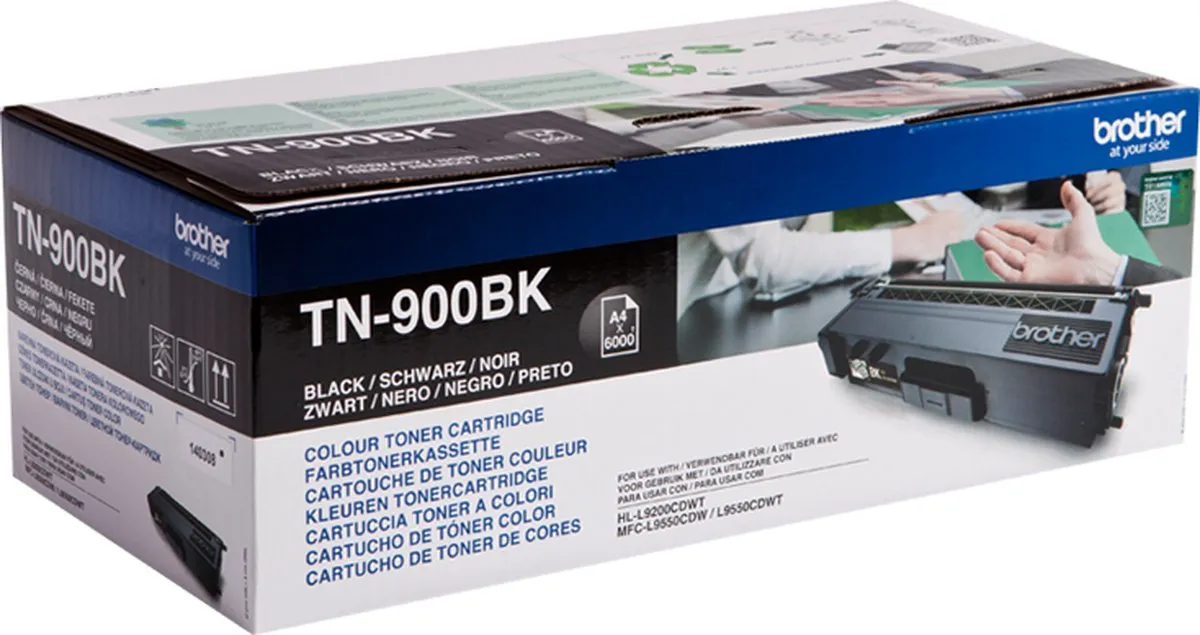 Brother TN-900BK Toner - 6000 pagina's - Zwart