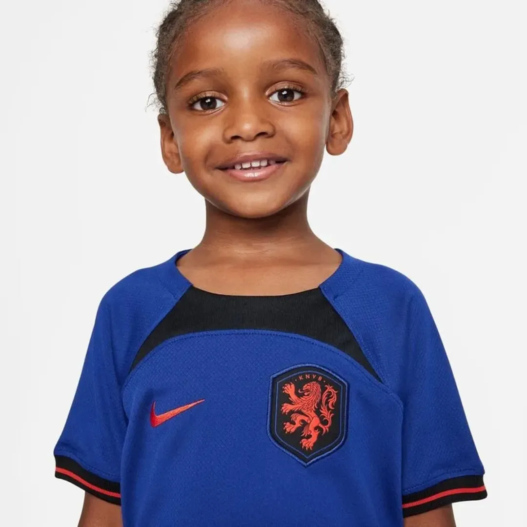 Nike KNVB Kids Uit Tenue 24-25 - Maat 122/128 - Blauw Oranje