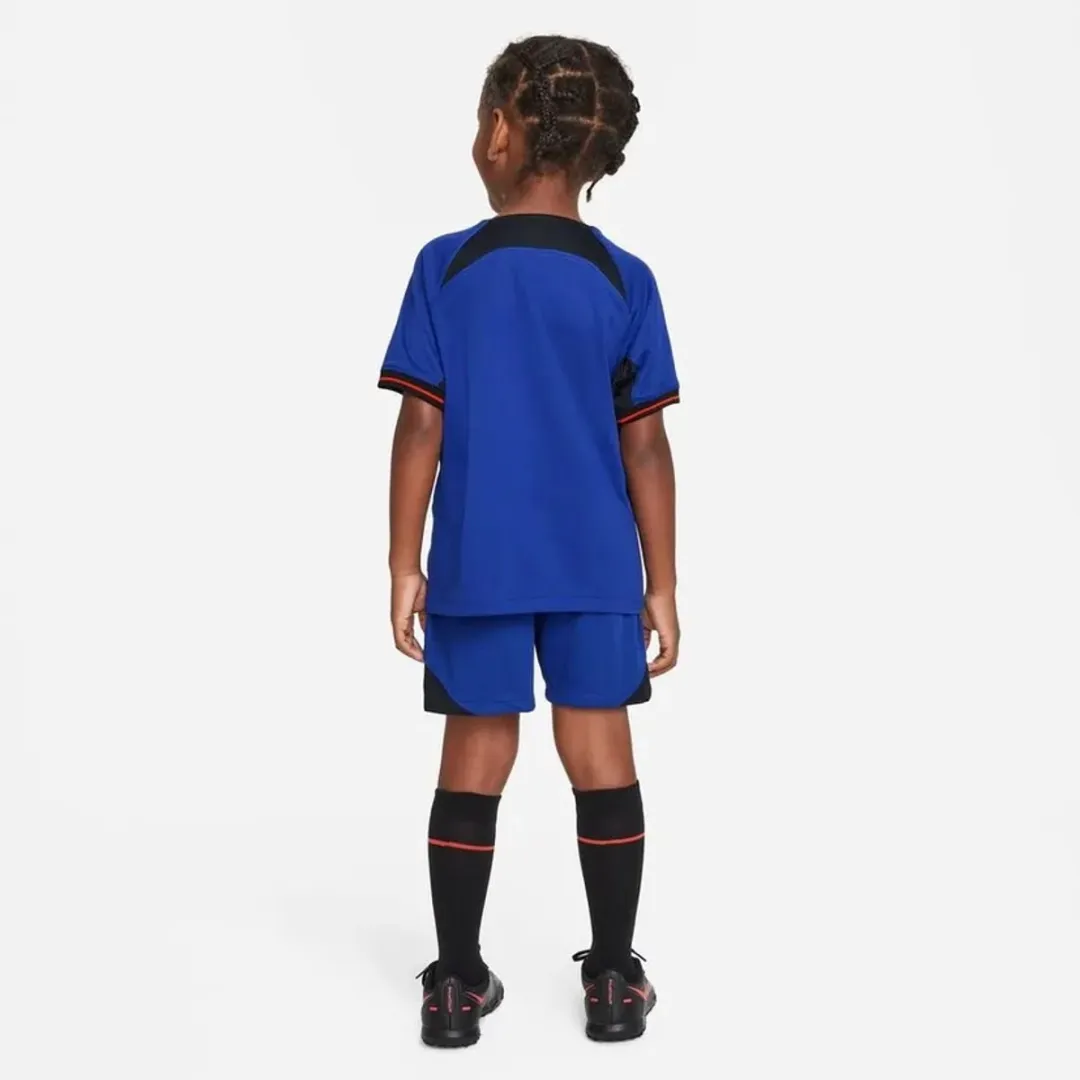 Nike KNVB Kids Uit Tenue 24-25 - Maat 122/128 - Blauw Oranje
