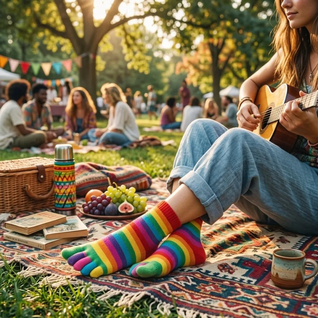 NuveX Regenboog Gestreepte Mid-Calf Sokken - Maat 39-42