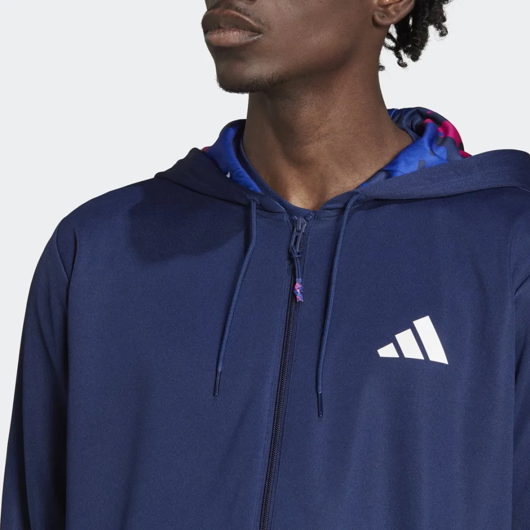 adidas Train Essentials Seasonal Ritsjack IB8139 - Heren - Blauw