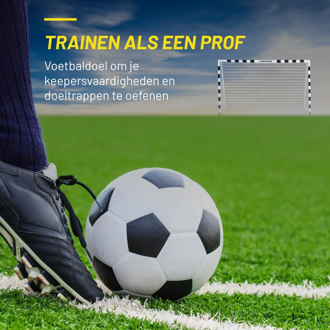 Dunlop Voetbaldoel 300x200cm - Metaal - Zwart/Wit