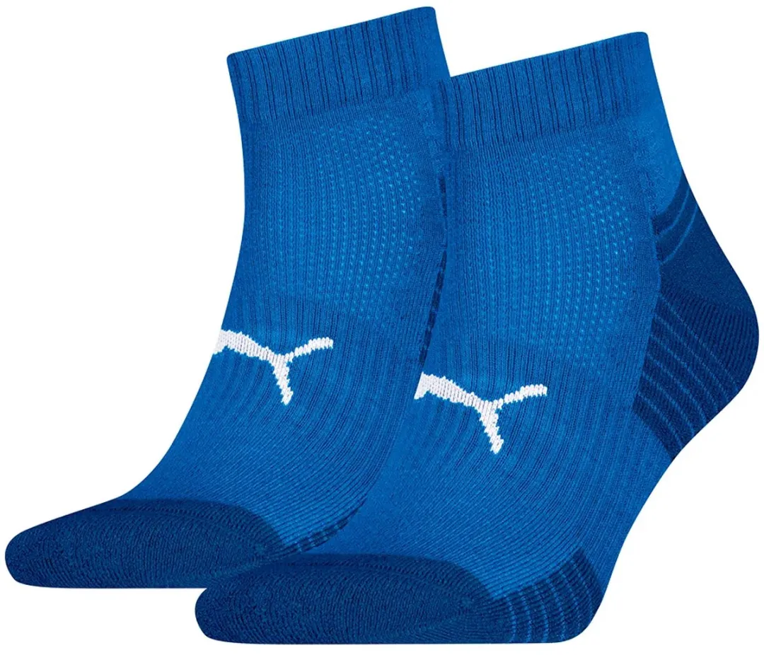 PUMA Sport Cushioned Quartersokken 2-Pack - Blauw