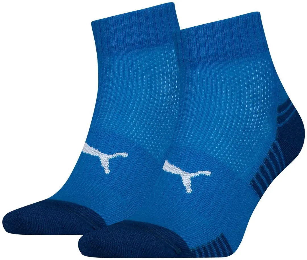 PUMA Sport Cushioned Quartersokken 2-Pack - Blauw