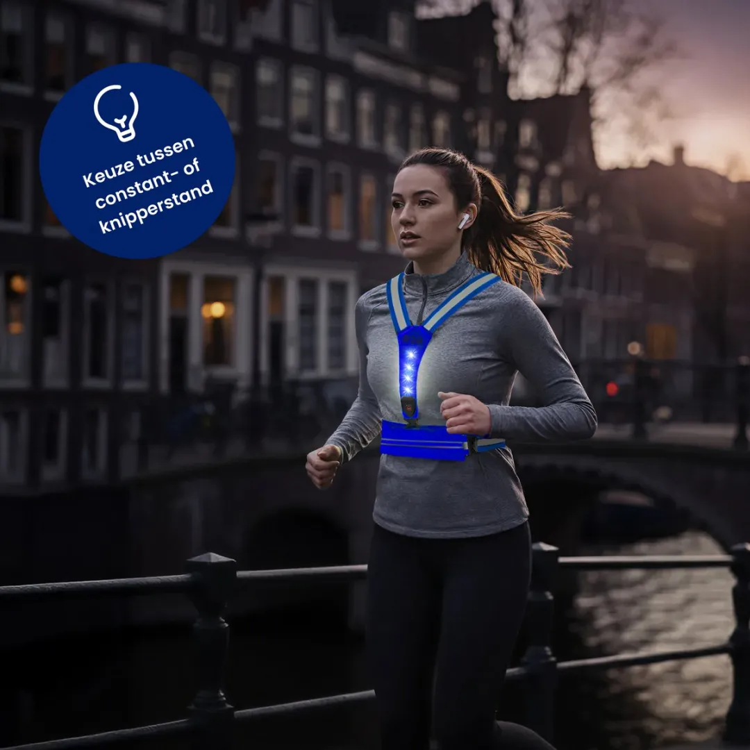 R2B Hardloopvest met Verlichting Blauw - One Size