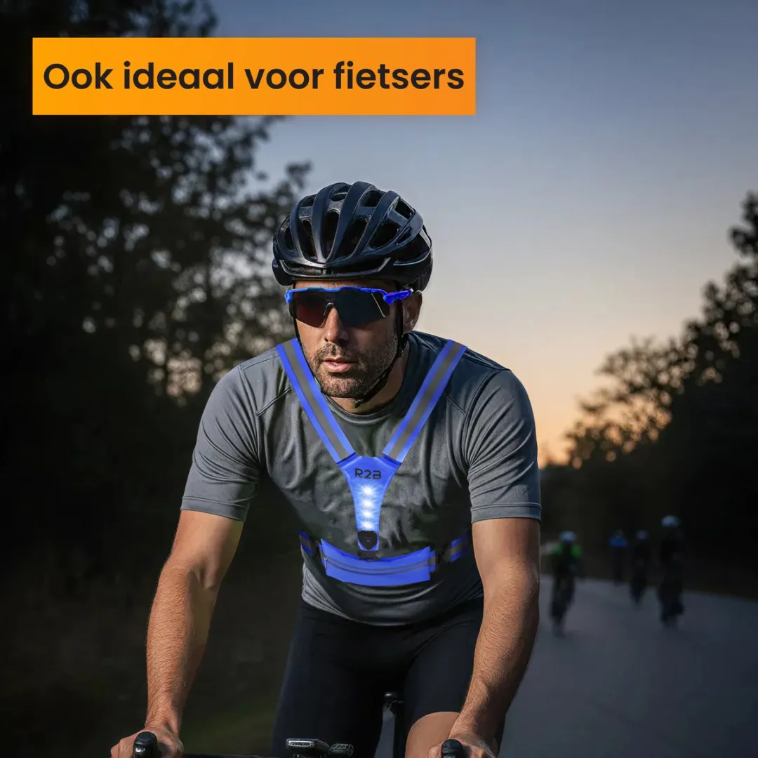 R2B Hardloopvest met Verlichting Blauw - One Size
