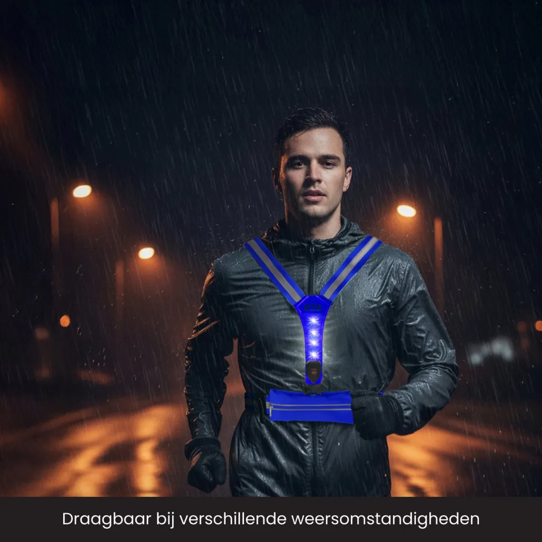 R2B Hardloopvest met Verlichting Blauw - One Size
