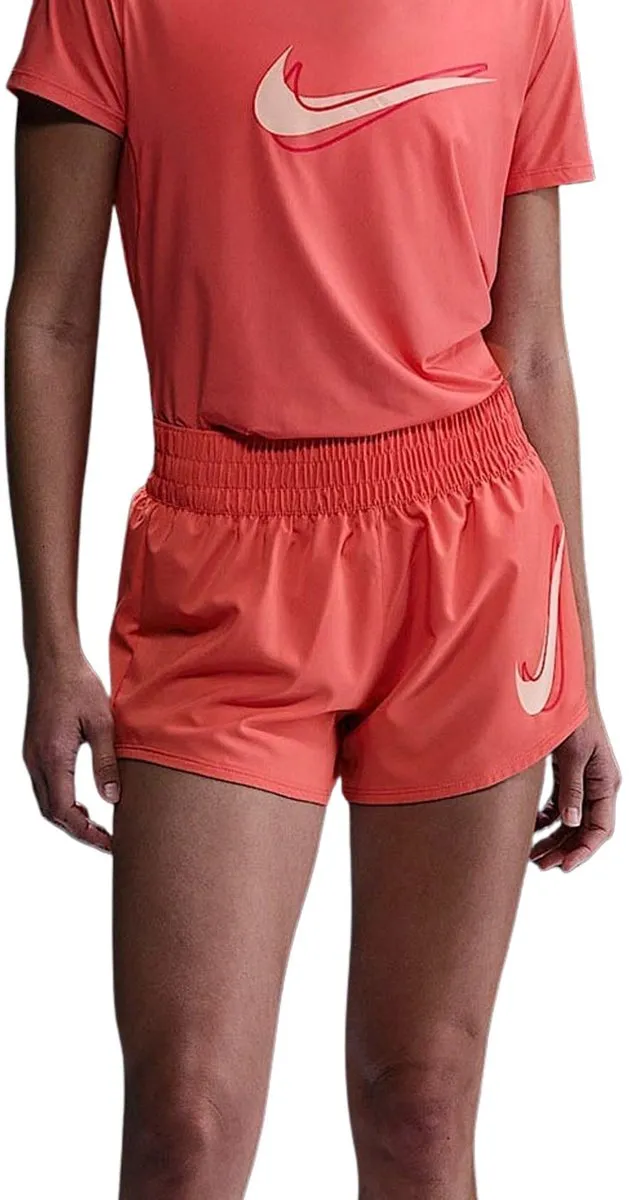 Nike Dri-FIT One Swoosh Short Dames M - Oranje/Wit
