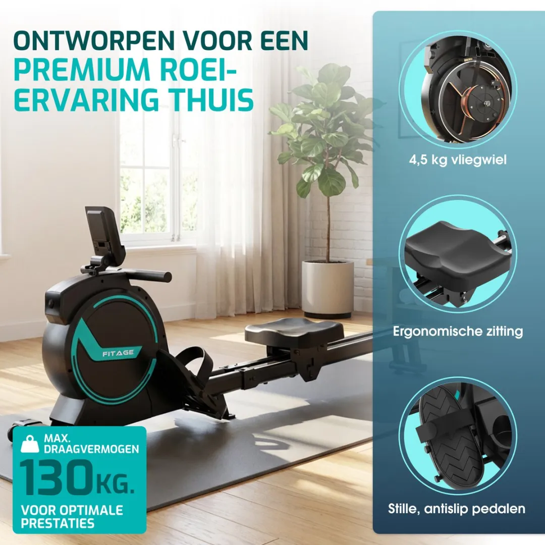 FITAGE FITAGE-14 Roeitrainer - 16 Weerstandsniveaus - Zwart