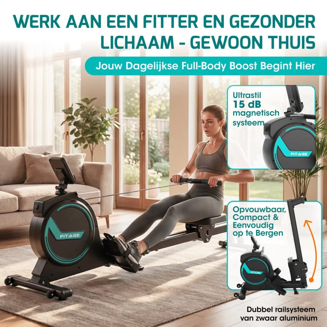 FITAGE FITAGE-14 Roeitrainer - 16 Weerstandsniveaus - Zwart