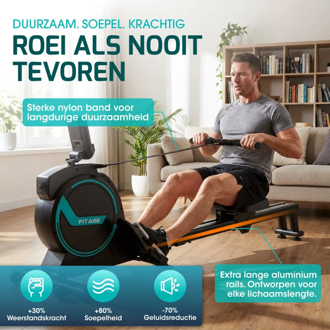 FITAGE FITAGE-14 Roeitrainer - 16 Weerstandsniveaus - Zwart