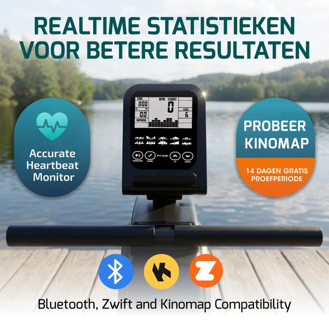 FITAGE FITAGE-14 Roeitrainer - 16 Weerstandsniveaus - Zwart - afbeelding 6 van 6