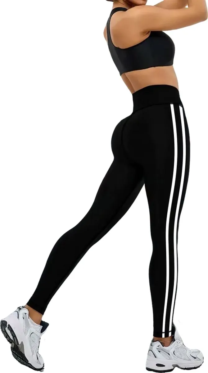 RedParrot Sportlegging Dames - Zwart Streep - Maat M