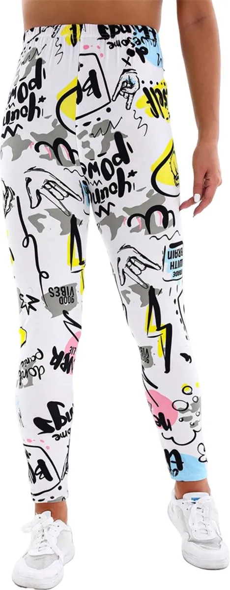 RedParrot Streetstyle Sportlegging HipHop Dames - Wit XL - afbeelding 6 van 6