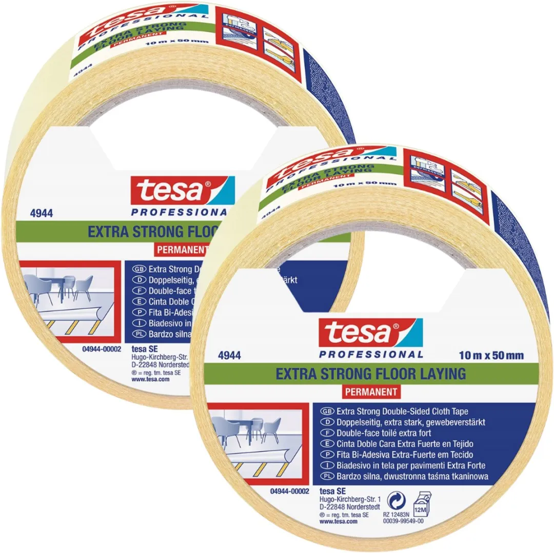 Tesa Extra Sterk Tapijttape 10m x 50mm Wit