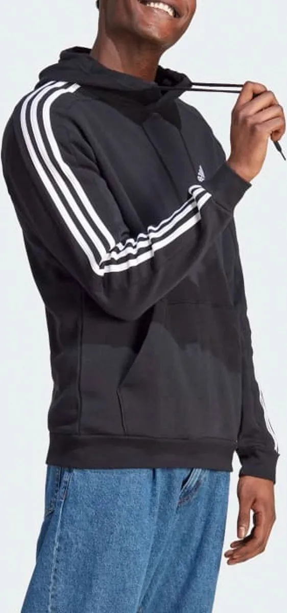 adidas Essentials Fleece 3-Stripes Hoodie 2XL - Zwart