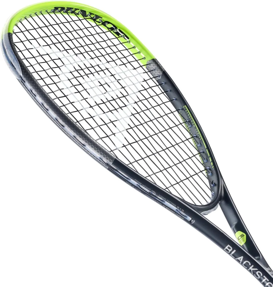 Dunlop Blackstorm Squashracket - Zwart/Geel