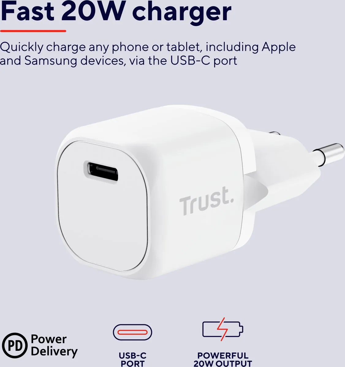 Trust Maxo 25205 USB-C Oplader 20W - Wit