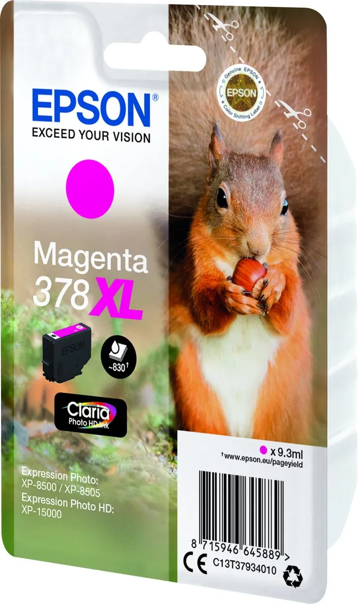 Epson Claria Photo HD Ink Squirrel Singlepack Magenta C13T37934020 - 9.3ml