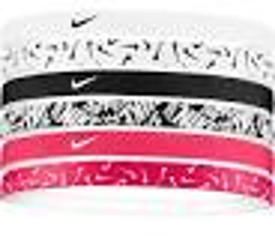 Nike Printed Haarbandjes - 6 Stuks - One Size - Zwart/Wit/Roz